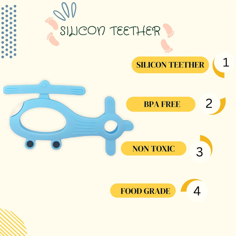 Silicone Helicopter Shape Teether For Baby (1 Pc  Mix Color)