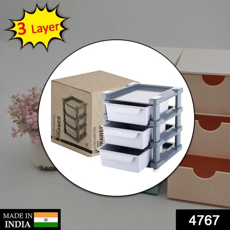 4767 Mini 3 Layer Drawer Used For Storing Makeup Equipments And Kits Used By Womens And Ladies.