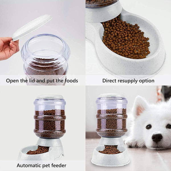 Pet Feeder Food Dispenser - Replenish Pet Food For Dog Cat Animal Automatic Gravity Dry Food Storage Bottle