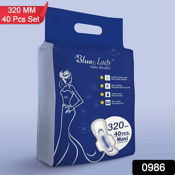 Blue Lady Extra Long Pads With Wides Wings Sanitary Pads  320 Mm 40-pack