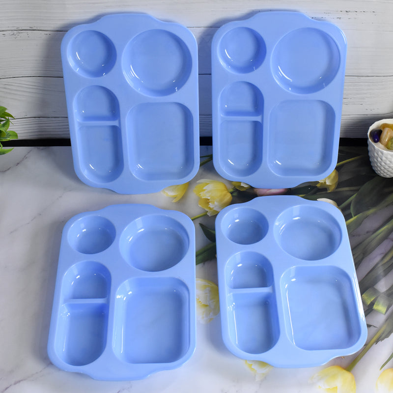 5363 Unbreakable Plastic Food Platesbiodegradable 5 Compartment Square Plate For Food