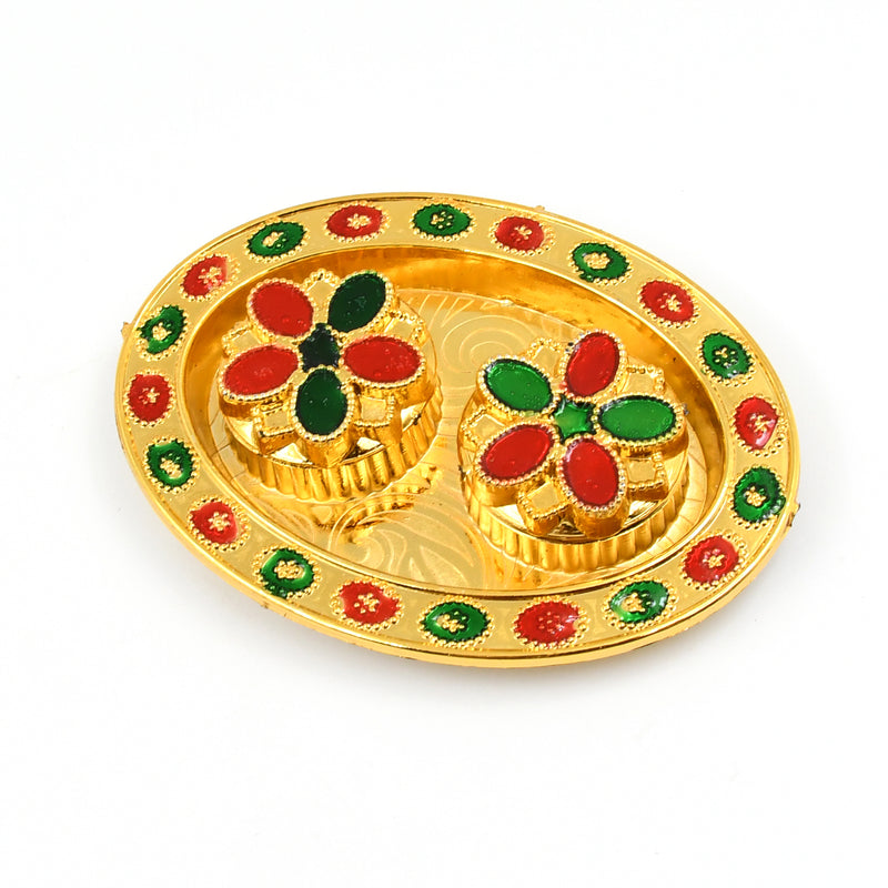 Oval Shape Special Puja Thali (1 Pc  Mix Design)