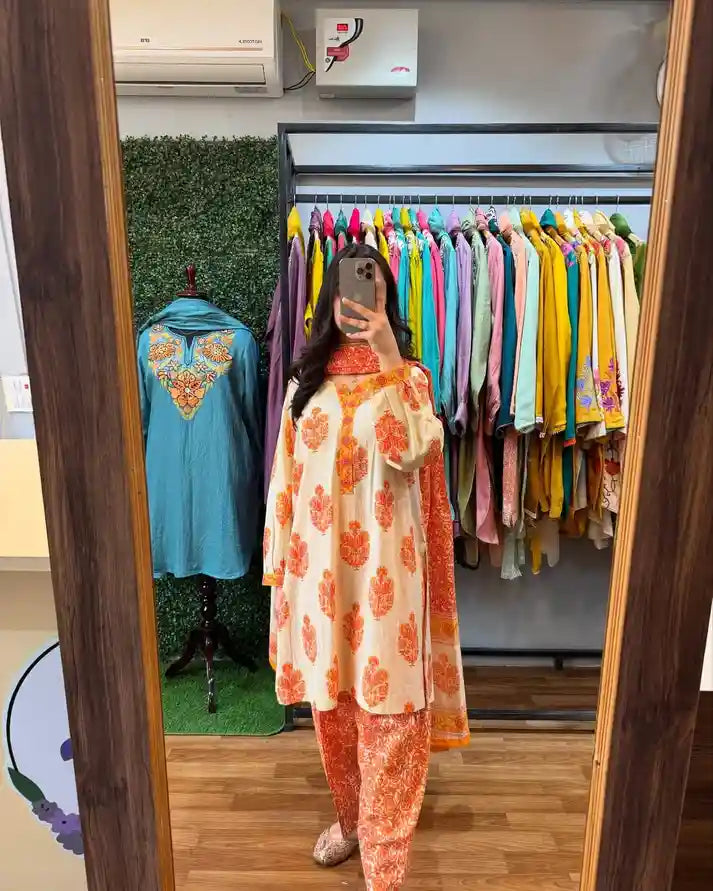 Mal Cotton 3-Piece Cord Set with Plazo & Dupatta