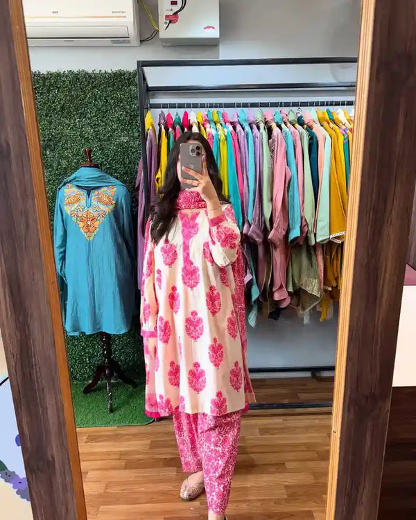 Mal Cotton 3-Piece Cord Set with Plazo & Dupatta