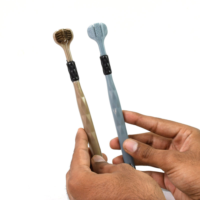 3 Sided Toothbrush Soft Bristle Toothbrush (2 Pc Set)