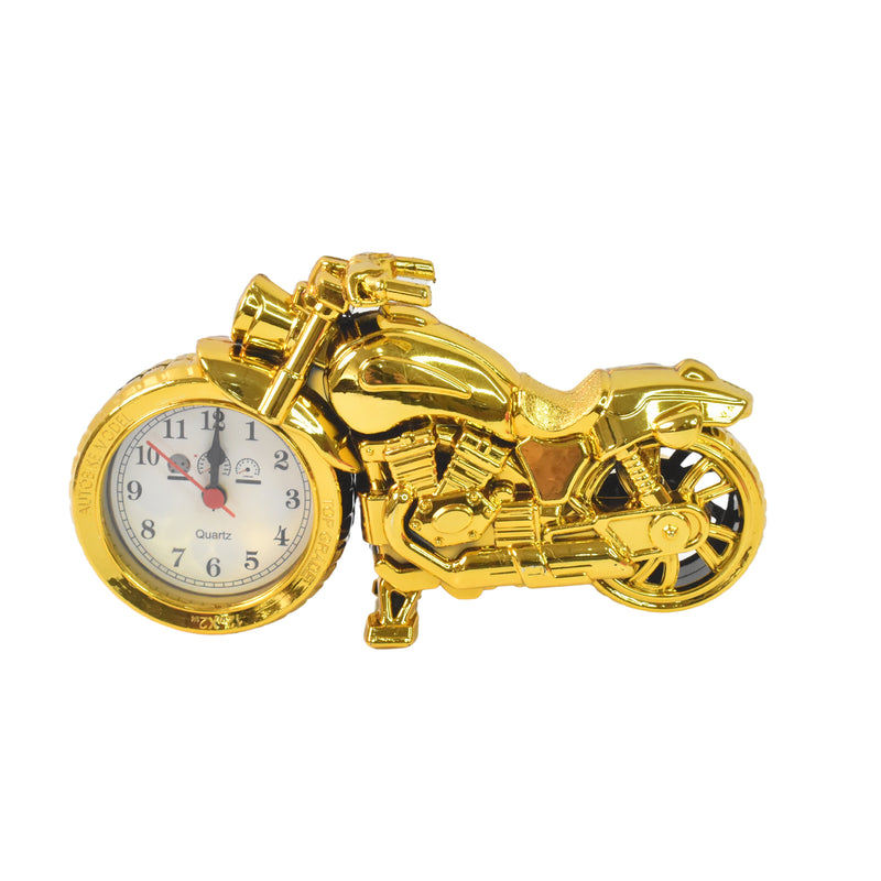 Golden Motorcycle Shape Alarm Clock Motor Table Clock For Home Decor (1 Pc)