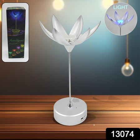 13074 Lotus Flower Lamp With Music Touch Open And Close Usb Rechargeable (1 Pc)