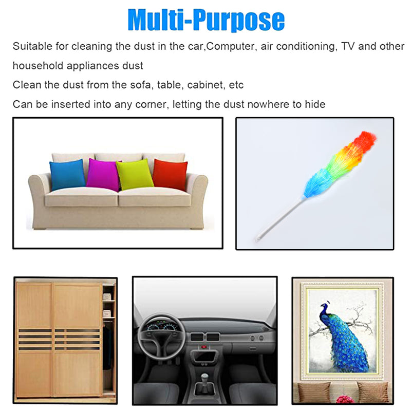 6321 Colorful Feather Duster  Microfiber Duster For Cleaning  Dusting Stick  Dusting Brush