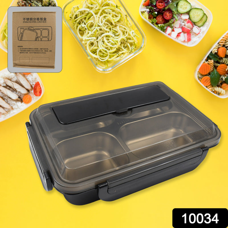 10034 4 Compartment Insulated Lunch Box Stainless Steel Tiffin Box For Boys Girls School  Office Men For Microwave  Dishwasher  Freezer Safe Adult Children Food Container (1 Pc)