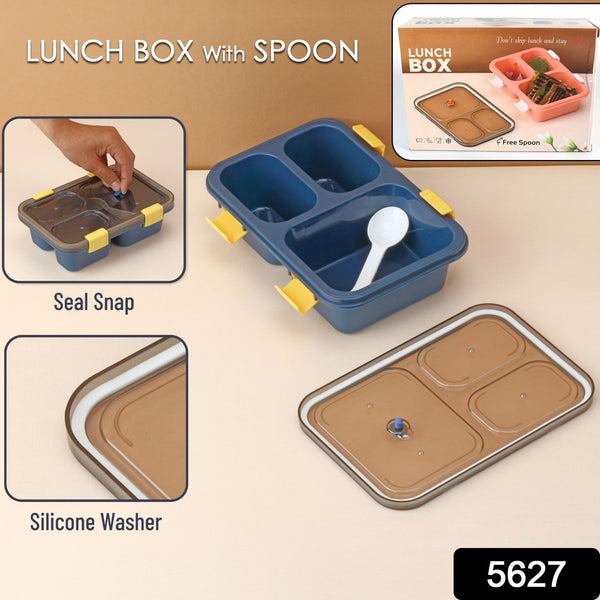 zzz 5627 Plastic Lunch Box For Kids Lunch Box For Kids 3 Compartment Insulated Lunch Box Tiffin Box For Boys Girls School  Office Men (3 Compartment Lunch Box)