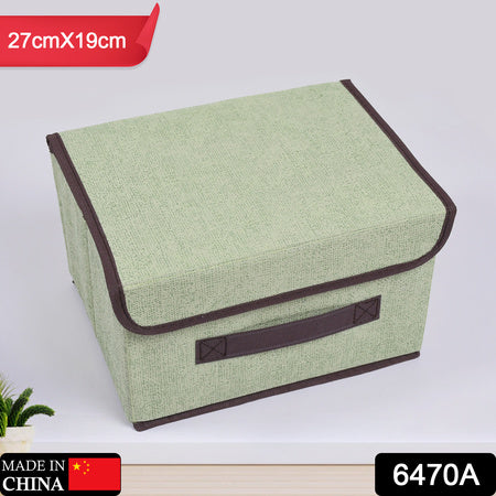 6470a Foldable Storage Box With Lid And Handles Cotton And Linen Storage Bins And Baskets Organizer For Nursery Closet Bedroom Home