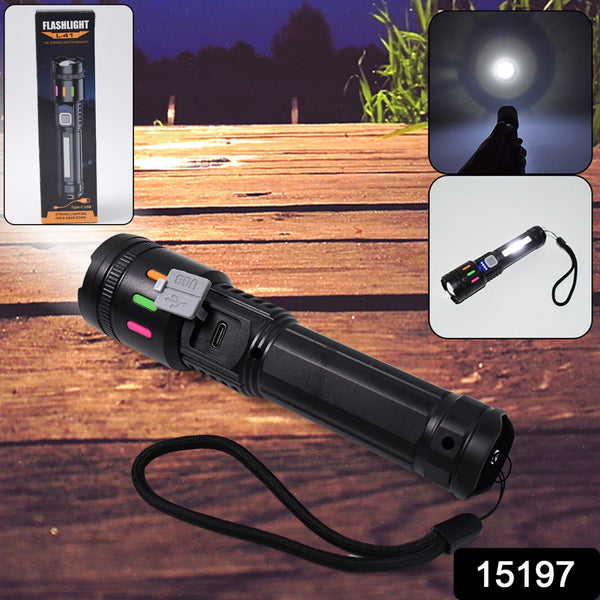 Led Torch High Lumens Fast Charging Flashlight  Torch With Far  Near Zoom (1 Pc)