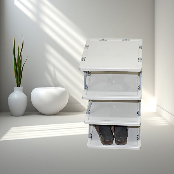 Smart Shoe Rack Shoes Stand Multifunctional Entryway Foldable  Collapsible Door Shoe Rack Free Standing Heavy Duty Plastic Shoe Shelf Storage Organizer Narrow Footwear Home (1 Pc 4 Layer 6 Layer 8 Layer)