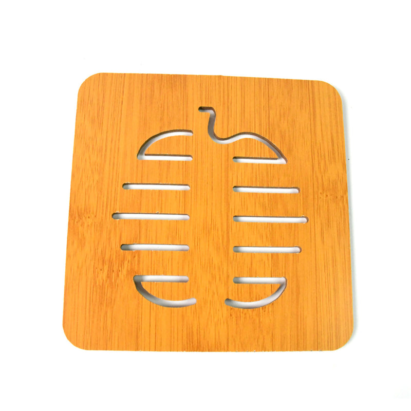 Square Bamboo Wood Table Place Mat Hot Pot Cup Mat Tea Coaster(1414 Cm  1 Pc)