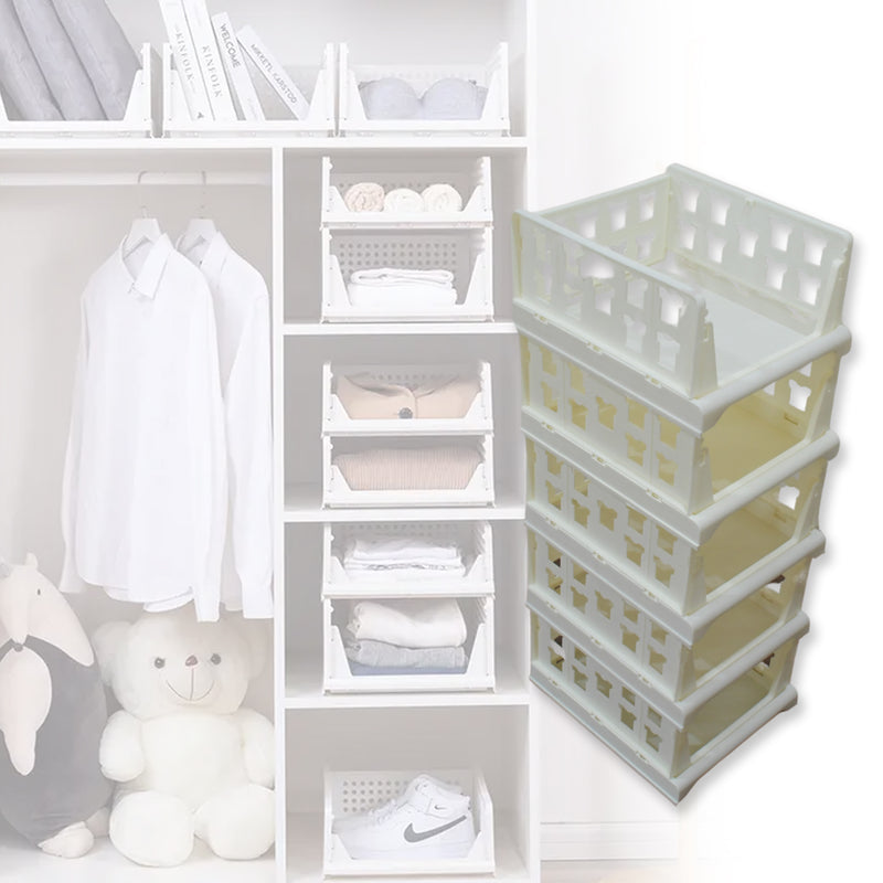 7888 5 Layer Stackable Multifunctional Storagefor Clothes Foldable Drawer Shelf Basket Utility Cart Rack Storage Organizer Cart For Kitchen Pantry Closet Bedroom Bathroom Laundry (5 Layer 1 Pc)