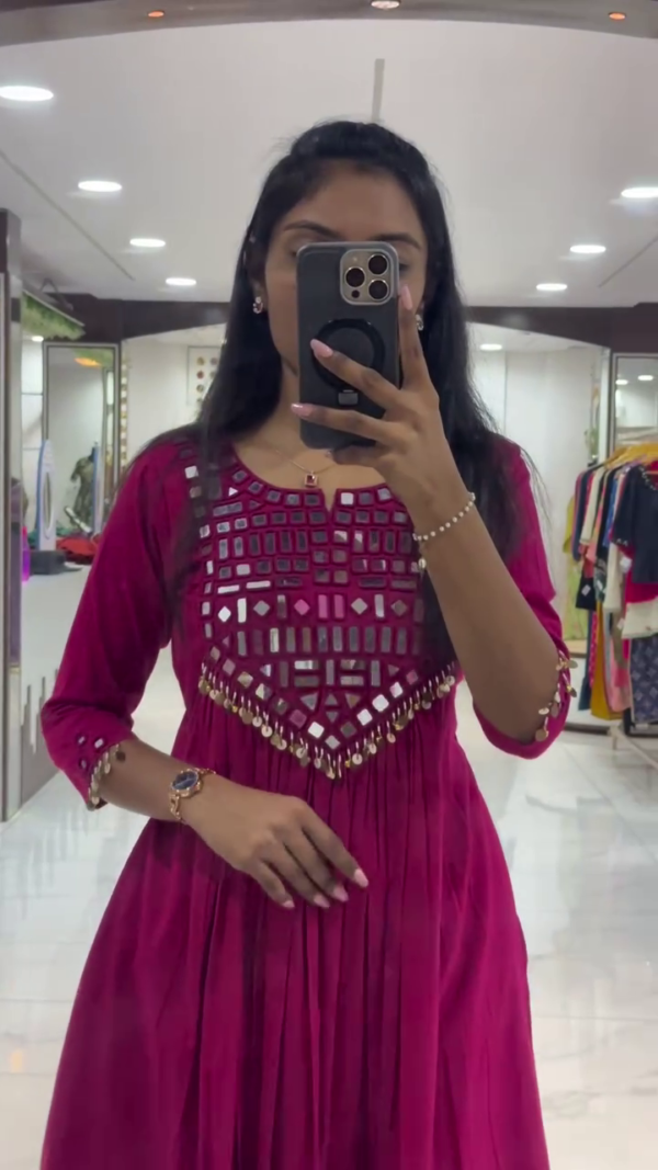 Trendy Magenta Kurta with Geometric Cut-Out Detail and Coordinated Palazzo Pants