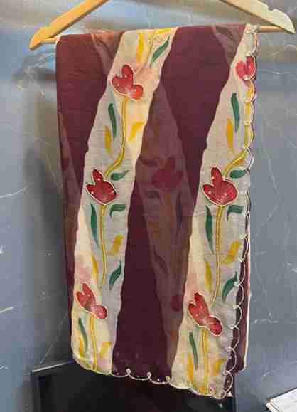 Beautiful Georgette Print Saree With Handwork Touching