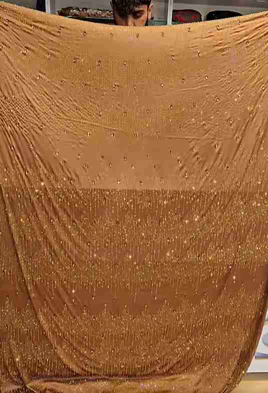 Embroidered Sequins Bronz Saree In Silk