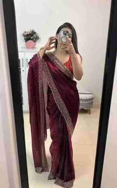 DESIGNER FANDY SILK SAREE WITH REAL DIMOND WORK AND UNSTICHED BLOUSE