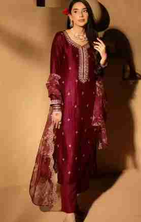 Silk Kurta set with organza dupatta