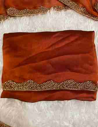 Trendy party wear lace border saree