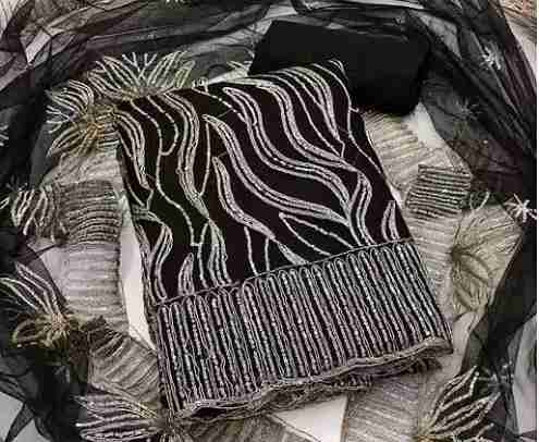 Elegant Net Saree with Full Embroidery Work