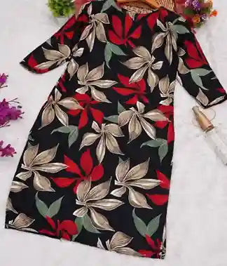 Women Printed Crepe Straight Kurta