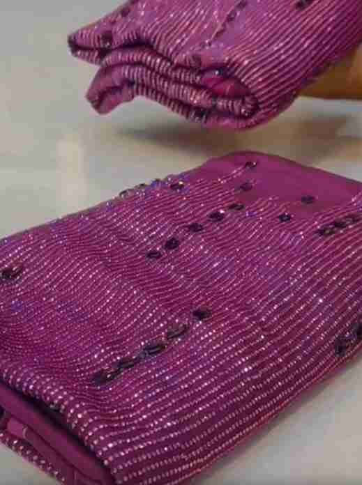 Embroidered Sequins Bronz Saree In Silk