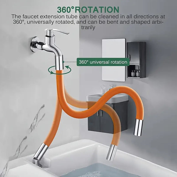 9087 Flexible Water Tap Extender Universal Foaming Extension Tube With Connector 360 Free Bending Faucet Extender Adjustable Sink Drain Extension (18cm)