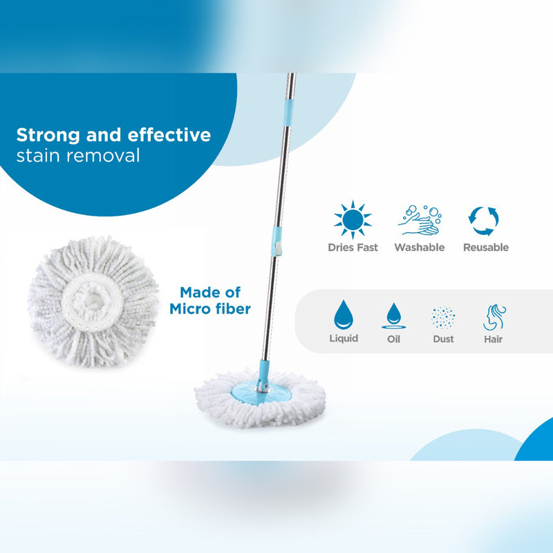 zzz 8714 Rapid Steel Spinner Bucket Mop 360 Degree Self Spin Wringing With 2 Absorbers For Home And Office Floor Cleaning Mops Set