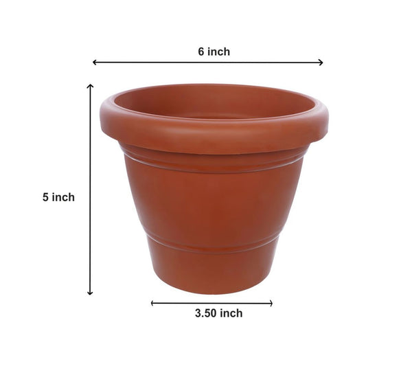 0839 Garden Heavy Plastic Planter Potgamla 6 Inch (Brown Pack Of 1 Small)