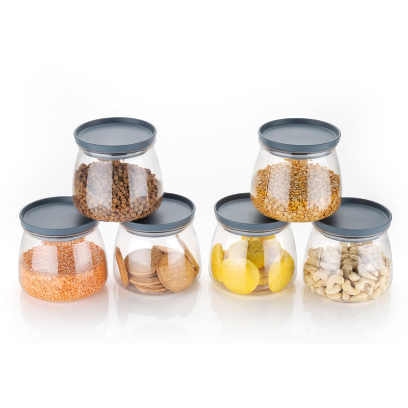 2286 Matka Shaped Jar With Air Tight  Leak Proof Lid (Multicolour) (Set Of 6) (900ml)