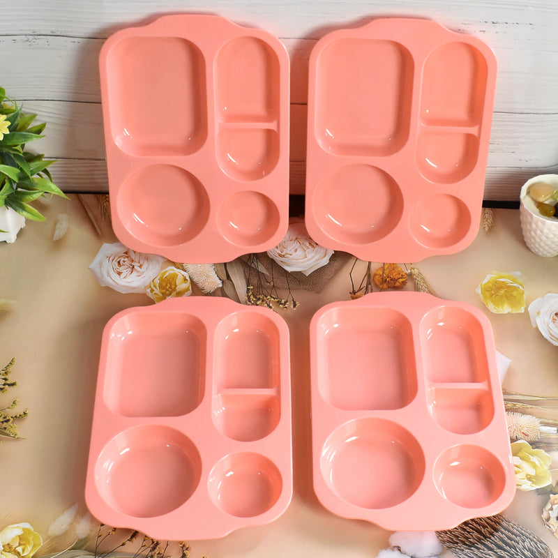 5363 Unbreakable Plastic Food Platesbiodegradable 5 Compartment Square Plate For Food