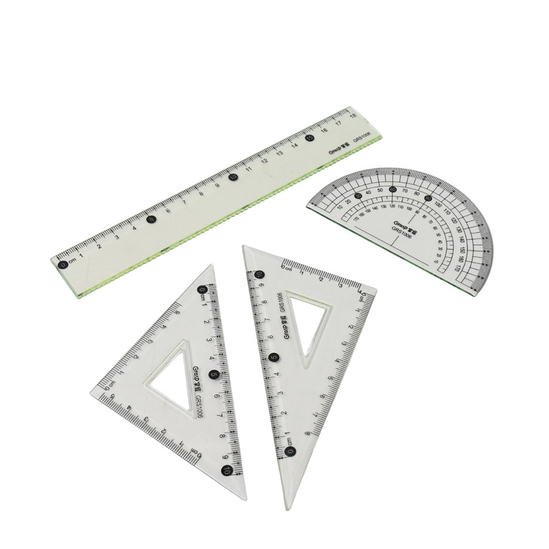 4-piece Geometry Set Triangle Ruler Protractor Straight Ruler