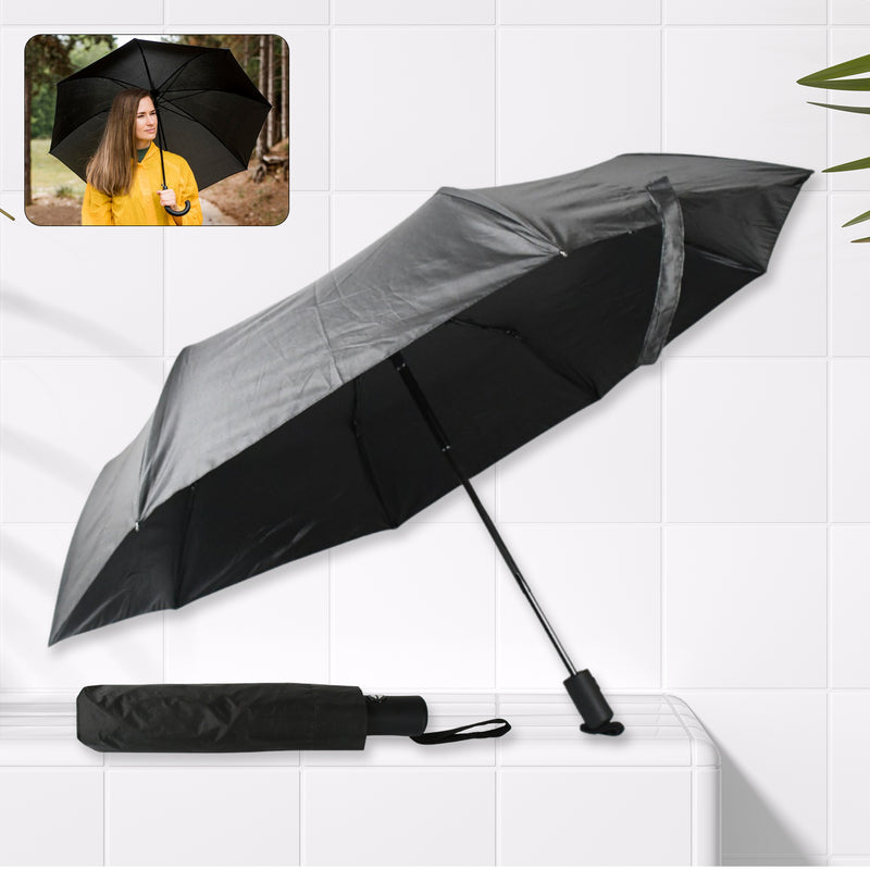 12744 2 Fold Manual Open Umbrella Windproof Sunproof  Rainproof With Sturdy Steel Shaft  Wrist Straps  Easy To Hold  Carry  Umbrella For Women Men  Kids