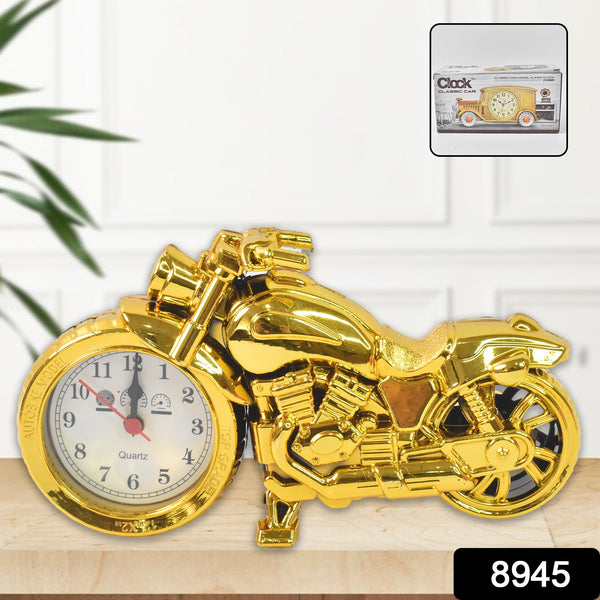 Golden Motorcycle Shape Alarm Clock Motor Table Clock For Home Decor (1 Pc)