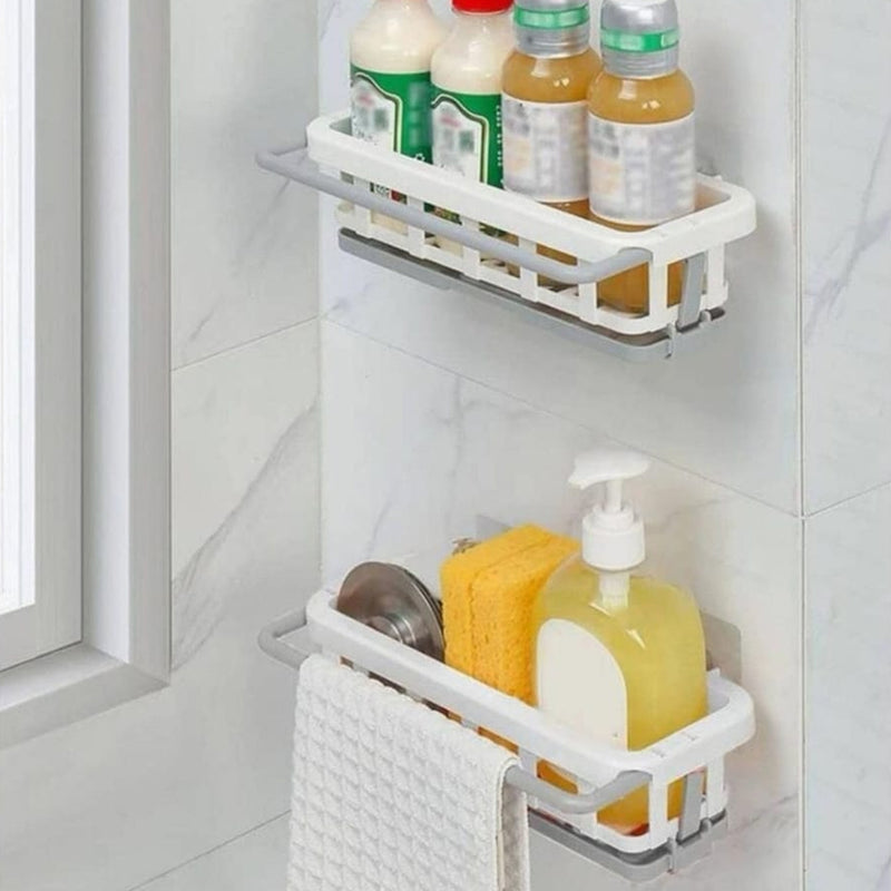 8788 Multipurpose Platic Hanging Drain Rack Retractable Sponge Storage Hanging Rack With Adhesive Hook For Kitchen And Bathroom Dishcloth Holders Basket Drying Tray Organizer