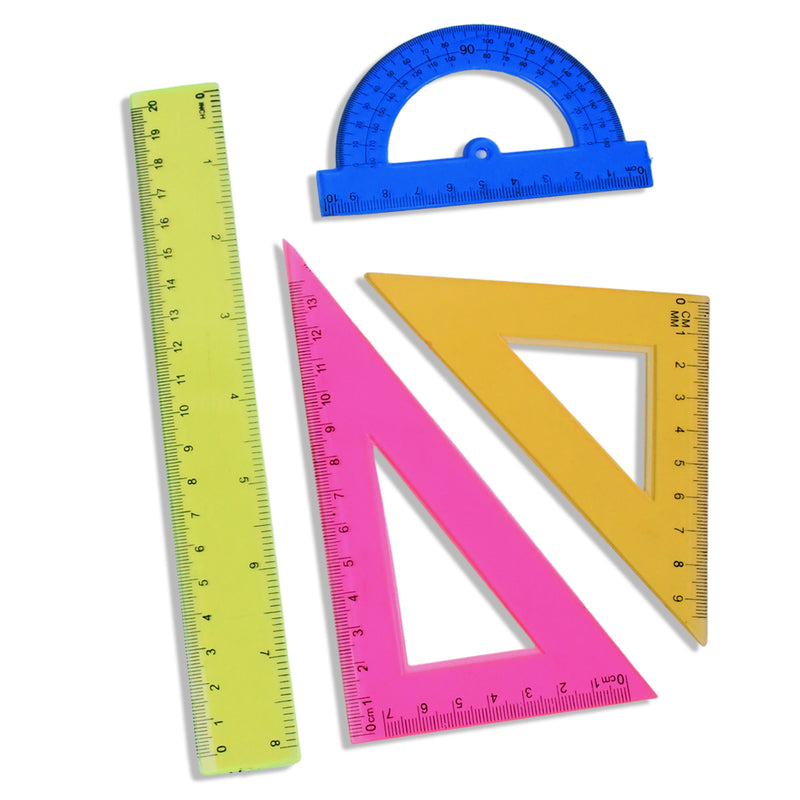 4-piece Geometry Set Triangle Ruler Protractor Straight Ruler