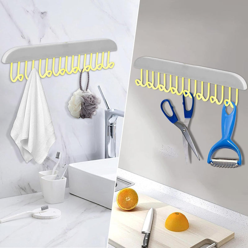 8745 Plastic Organizer Hanger 360 Degree Rotatable Clothes Multifunctional With 8 Hooks Heavy Duty Clothing Tank Top Belt Towel Drying Rack Holder (1 Pc)