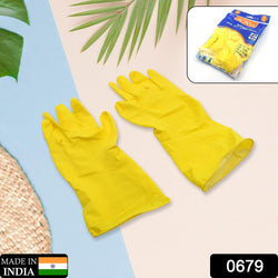 0679 Multipurpose Rubber Reusable Cleaning Gloves Reusable Rubber Hand Gloves I Latex Safety Gloves I For Washing I Cleaning Kitchen I Gardening I Sanitation I Wet And Dry Use Gloves (1 Pair)