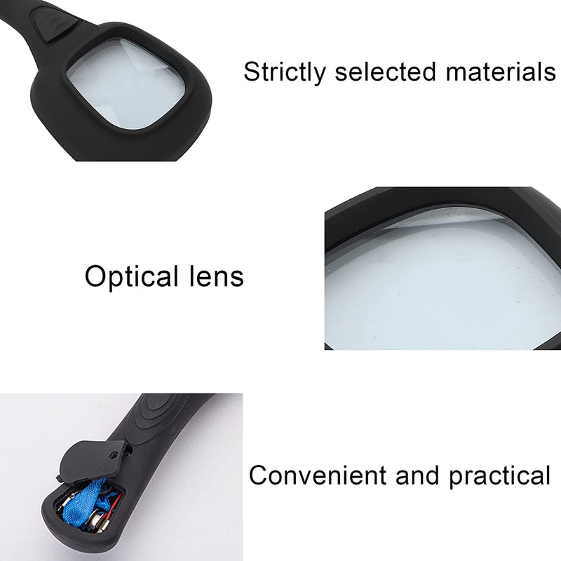 1607 Handheld Magnifying Glass 6 Led Illuminated Lighted Magnifier For Seniors Reading Soldering Inspection Coins Jewelry Exploring