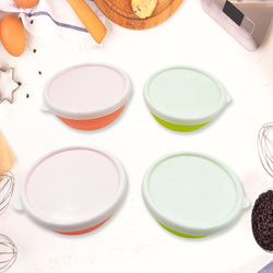 5558 Multipurpose Small Round Plastic Bowl  Katori With Lid Microwave Safe Reusable Lightweight Bowl Dishwasher Safe Chutney Bowl (4 Pcs Set)