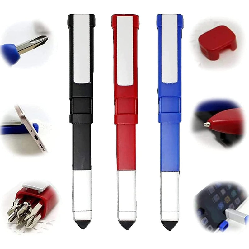 7470 Pen-shaped Phone Holder With Screwdriver Sets Multi-function Pen 4 In 1 Tech Tool Pen Portable Phone Tools With Capacitive Stylus Ball Point Pen Mobile