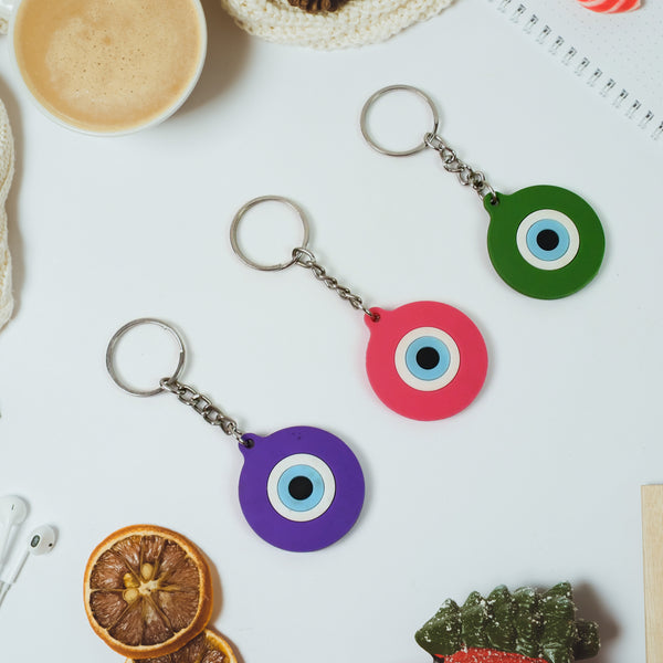 Evil Eye Rubber  Silicone Keychain (1 Pc  Mix Color)