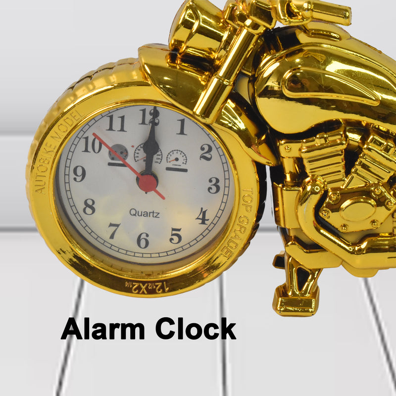 Golden Motorcycle Shape Alarm Clock Motor Table Clock For Home Decor (1 Pc)