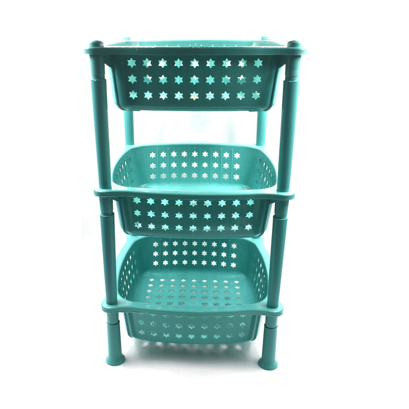 2588 3 Layer Squre Kitchen Trolley Basket