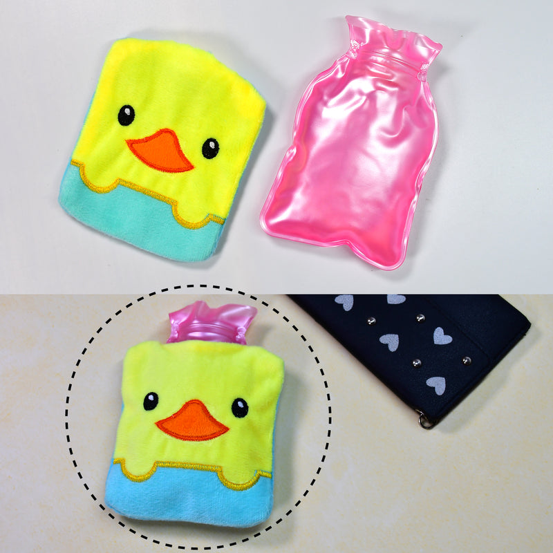 6524 Yellow Duck Design Small Hot Water Bag With Cover For Pain Relief Neck Shoulder Pain And Hand Feet Warmer Menstrual Cramps.