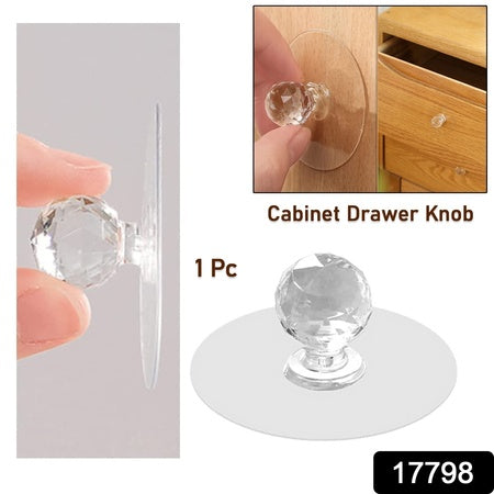 17798 Clear Cabinet Drawer Knobs  Hook Diamond Crystal Shaped Pulls Handles For Wardrobe Kitchen Cupboard Bathroom Dresser Furniture Door Window (1 Pc)