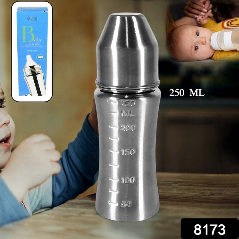 8173 Ganesh Stainless Steel Baby Feeding Bottle Milk Bottle For New Born  Infants  Toddler Up To 3 Years Bfa Free (250 Ml Approx)