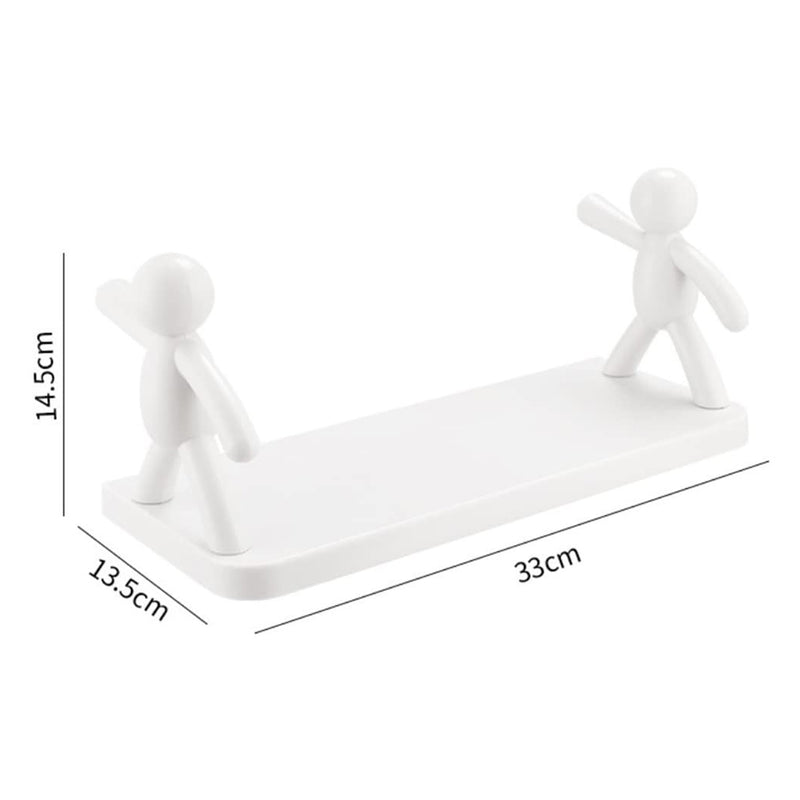 9271b Self Adhesive Cute Floating Shelves Wall Shelf  Wall Mounted Organizer - Human Figurine  Brown Box